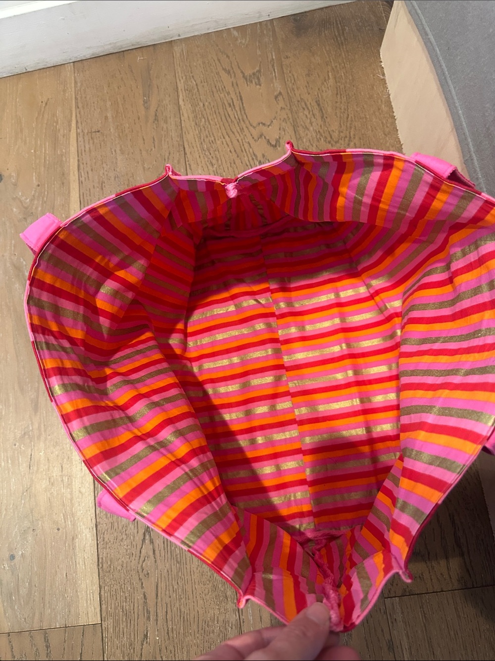 Victoria's Secret Pink and Red Striped Canvas Tote - Picture 3 of 3